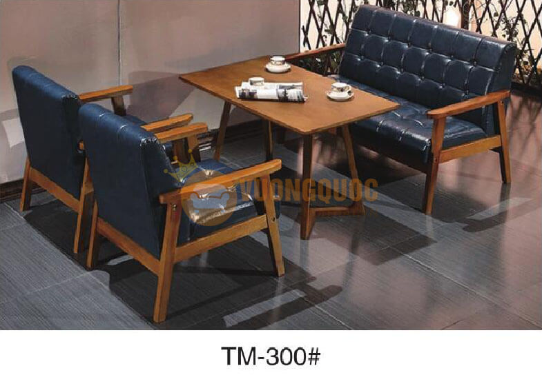 Bộ bàn ghế sofa cafe màu xanh lam sang trọng HOY TM300-1